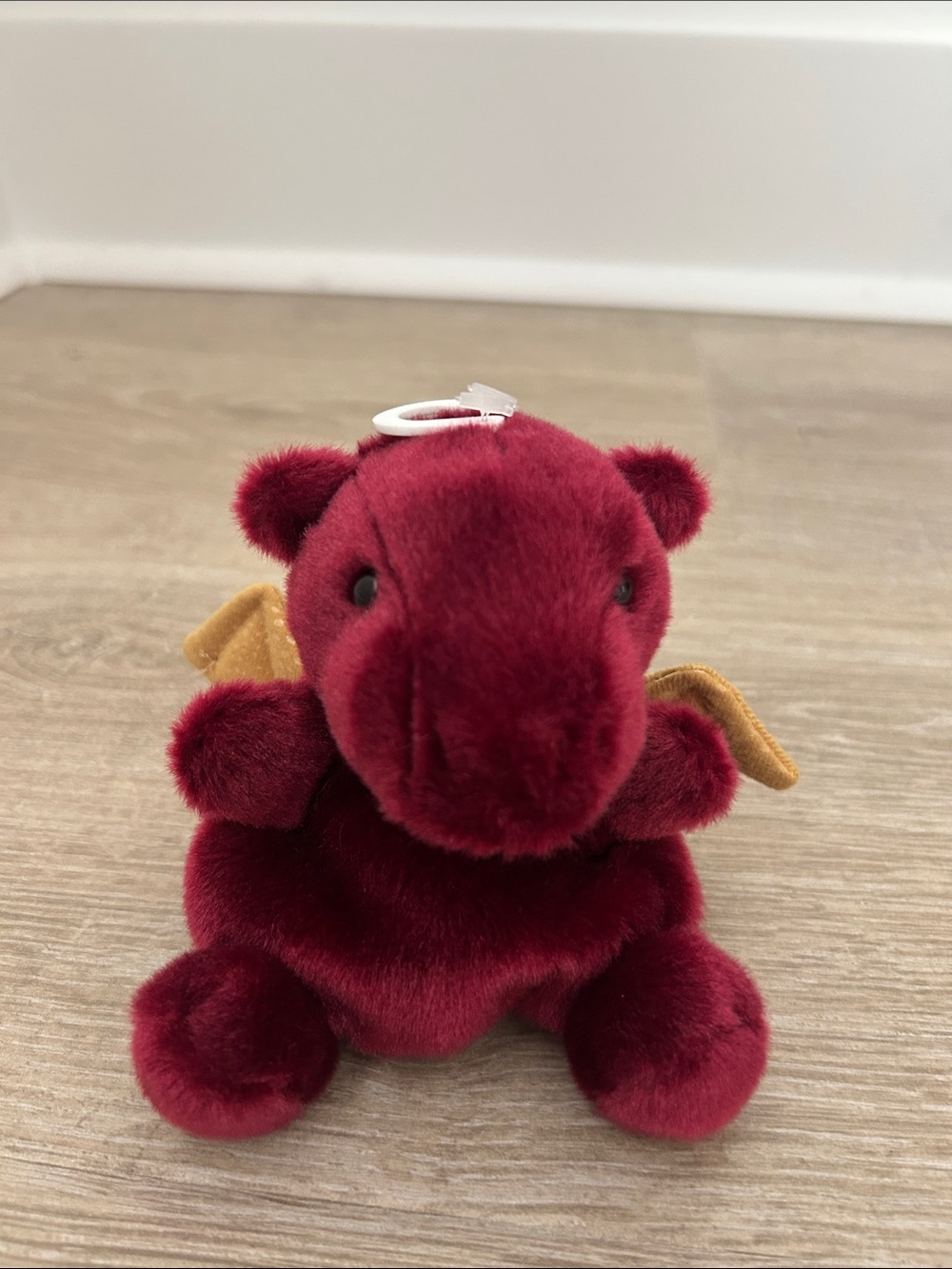 Plush Burgundy Dragon with Gold Wings - Soft Stuffed Toy